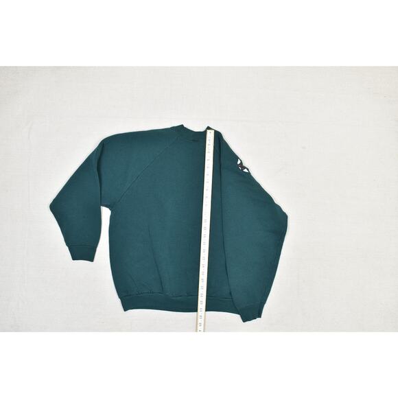 Vintage Fruit of the Loom Christmas Sweatshirt Plus Size XL Green W/ Stain - Picture 7 of 8